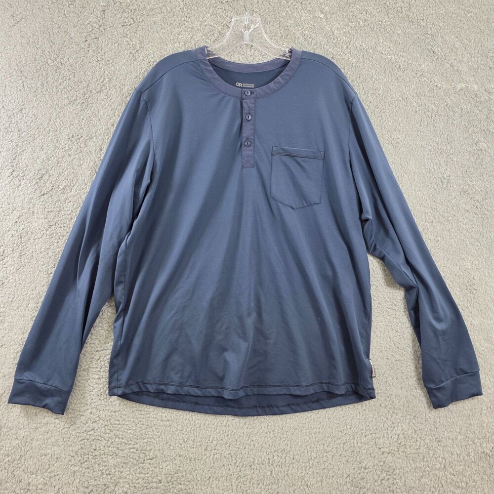 Outdoor Research Shirt Men's Blue Baritone Henley Performance Wicking Size XL